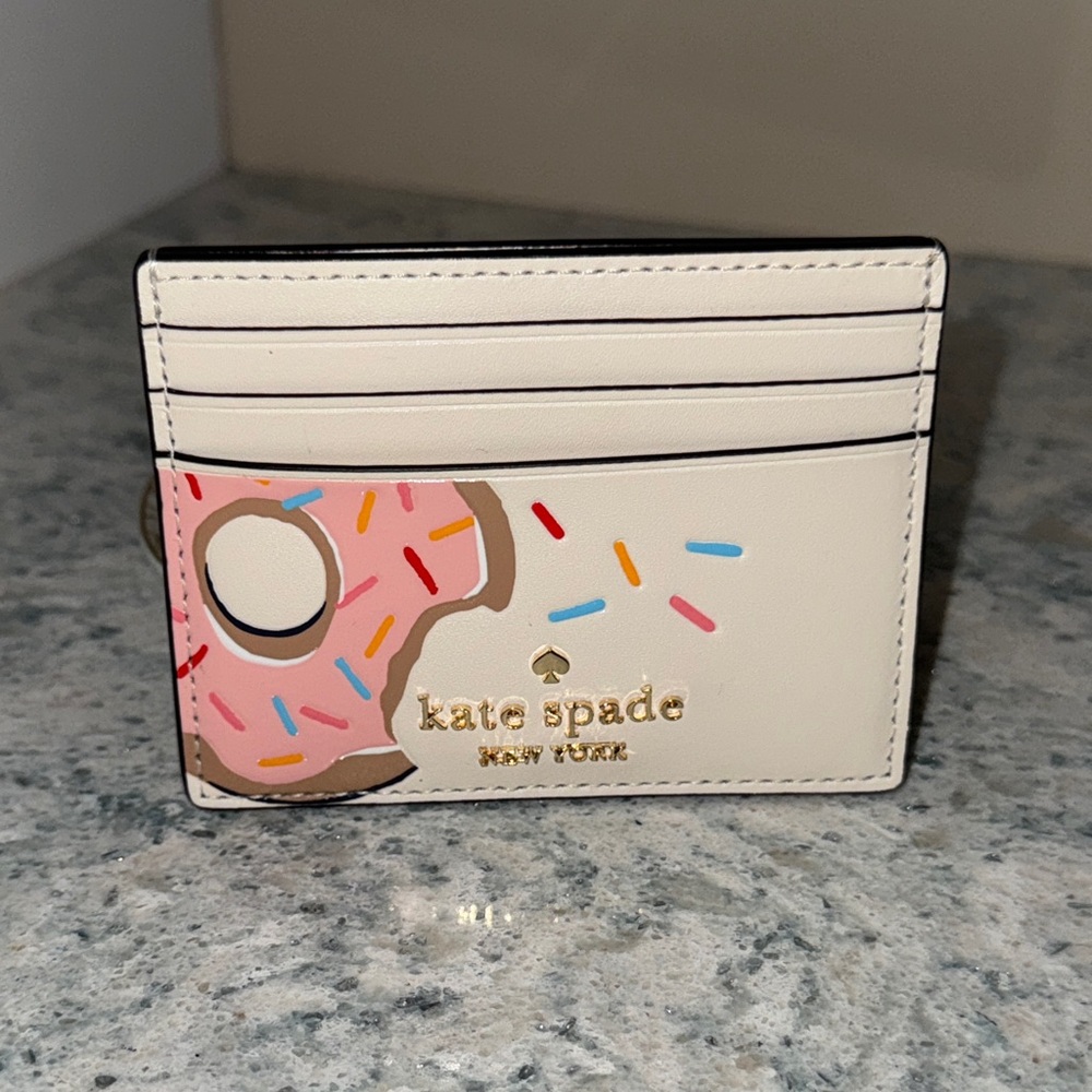 Kate Spade Cream and Pink Donut Card Holder